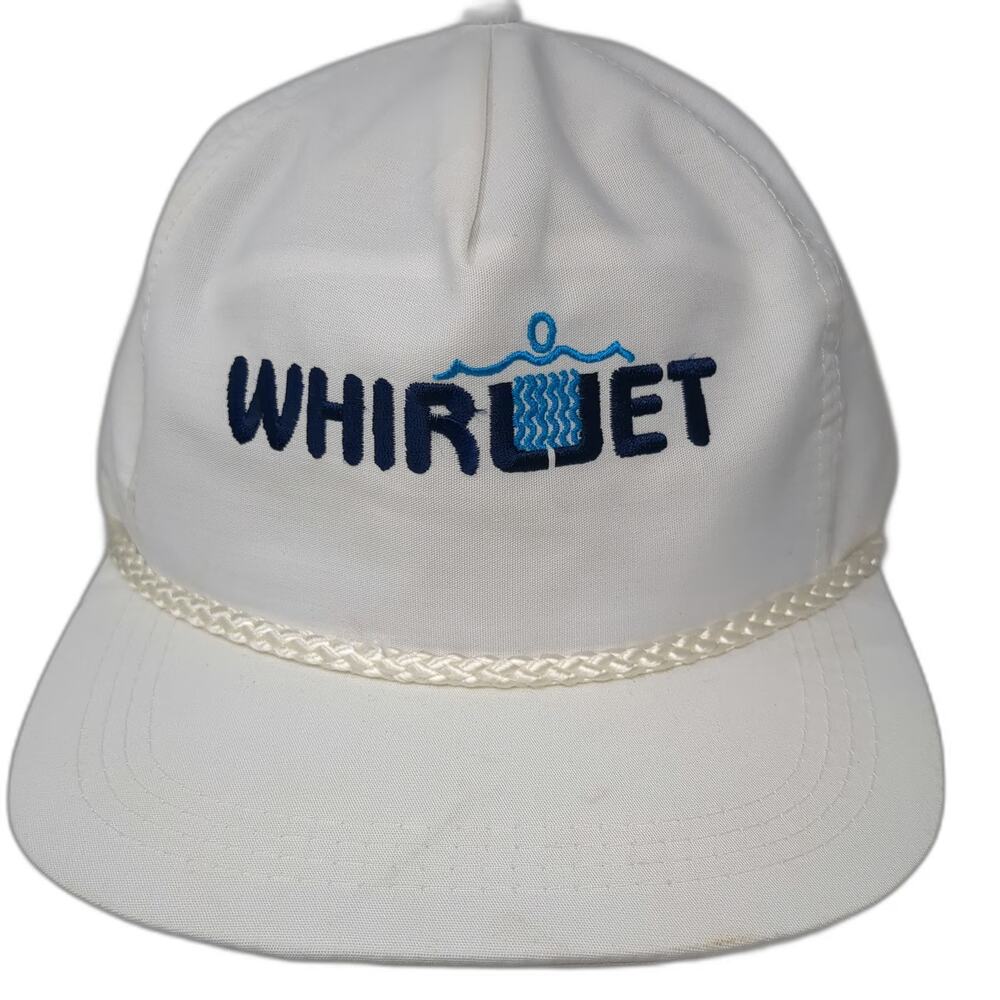 Sportcap 5 Panel White Hat One Size Rope Strapback Embroidered WhirlJet Logo